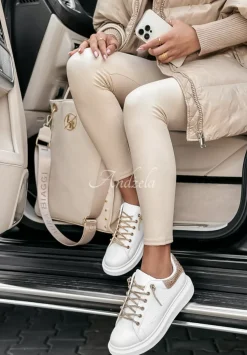Adidasy Chic Shoes Bialo-Zlote