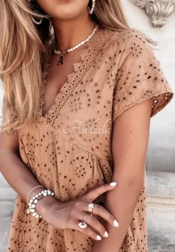 Azurowa Sukienka Boho Bethy Camelowa