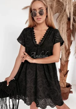 Azurowa Sukienka Boho Bethy Czarna