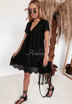 Azurowa Sukienka Boho Bethy Czarna
