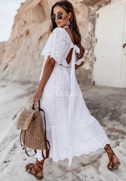 Azurowa Sukienka Boho La Mere Biala