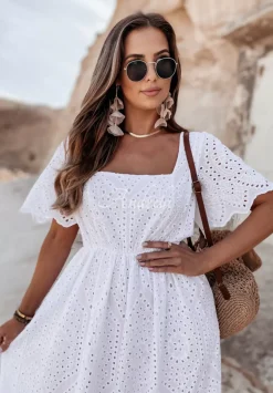 Azurowa Sukienka Boho La Mere Biala