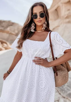 Azurowa Sukienka Boho La Mere Biala