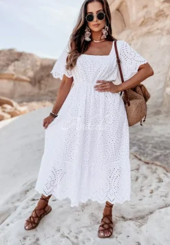 Azurowa Sukienka Boho La Mere Biala