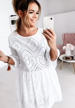 Azurowa Sukienka Boho Vibes Biala