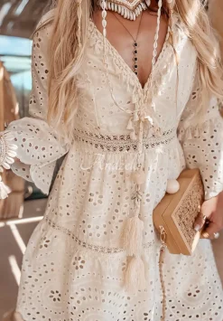 Azurowa Sukienka Boho Walking On Sunshine Ecru