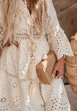 Azurowa Sukienka Boho Walking On Sunshine Ecru