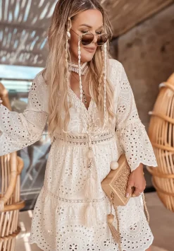 Azurowa Sukienka Boho Walking On Sunshine Ecru