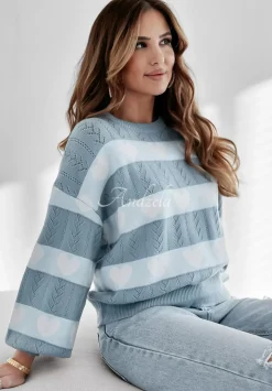 Azurowy Sweter W Serca I Heart This Niebieski