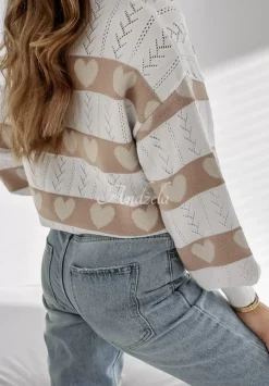 Azurowy Sweter W Serca I Heart This Bialy