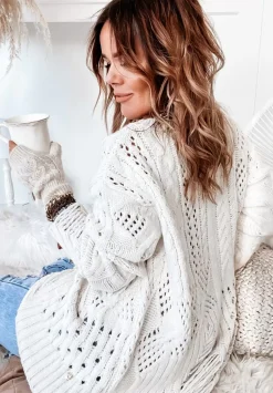 Azurowy Sweter Z Przetarciami Cocomore Riani Ecru