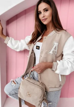 Bluza Bejsbolowka Oldschool Bialo-Bezowa