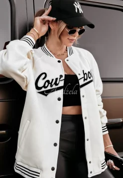 Bluza Bejsbolowka Z Napisem Cowboys Ecru