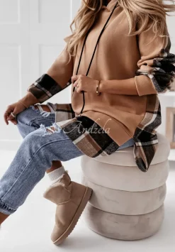 Bluza Oversize W Krate Z Kapturem Johnson Camelowa