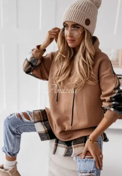 Bluza Oversize W Krate Z Kapturem Johnson Camelowa