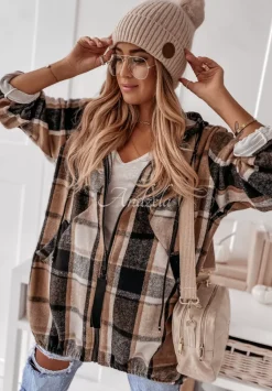 Bluza Oversize W Krate Z Kapturem Peabody Camelowa