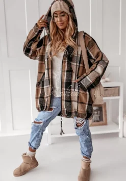 Bluza Oversize W Krate Z Kapturem Peabody Camelowa
