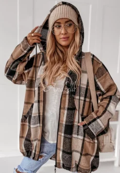 Bluza Oversize W Krate Z Kapturem Peabody Camelowa