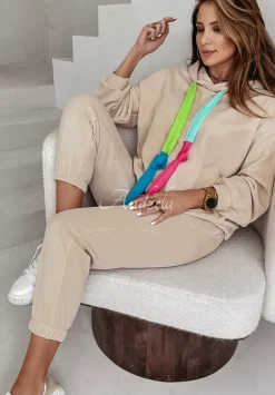 Bluza Oversize Z Kapturem Obsessed About Colors Bezowa