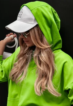 Bluza Oversize Z Kapturem Limitless Limonkowa