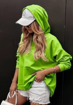 Bluza Oversize Z Kapturem Limitless Limonkowa