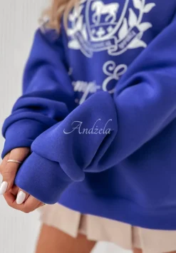 Bluza Oversize Z Nadrukiem Champs Kobaltowa