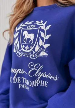 Bluza Oversize Z Nadrukiem Champs Kobaltowa