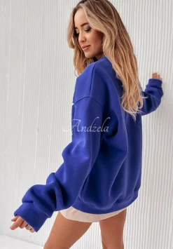 Bluza Oversize Z Nadrukiem Champs Kobaltowa