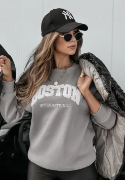 Bluza Oversize Z Nadrukiem My Boston Szara