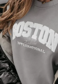 Bluza Oversize Z Nadrukiem My Boston Szara