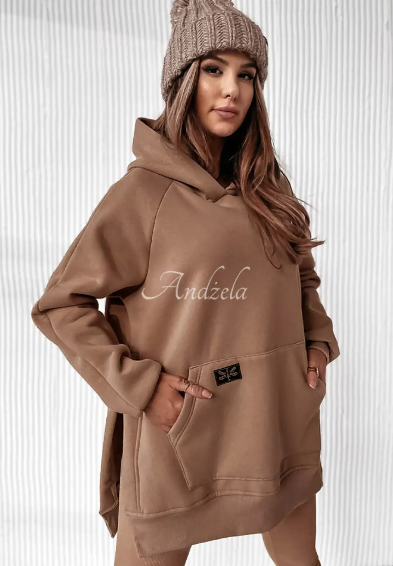 Bluza Z Kieszenia I Kapturem Siempre Camelowa