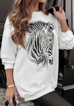Bluza Z Nadrukiem Sequin Zebra Ecru