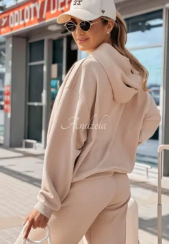 Bluza Z Nadrukiem Travel With Me Bezowa