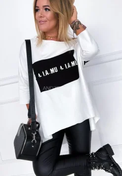 Bluzka Oversize Lamu Biala