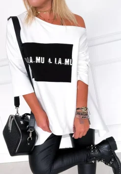 Bluzka Oversize Lamu Biala