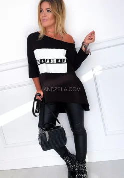 Bluzka Oversize Lamu Czarna
