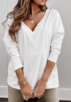 Bluzka Oversize Z Dekoltem The Base Ecru