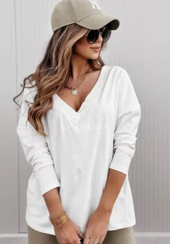Bluzka Oversize Z Dekoltem The Base Ecru