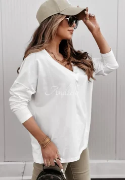Bluzka Oversize Z Dekoltem The Base Ecru