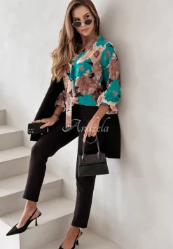Bluzka W Kwiaty Z Wiazaniem Garden Glamour Bezowa