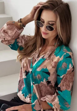 Bluzka W Kwiaty Z Wiazaniem Garden Glamour Bezowa