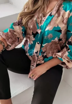 Bluzka W Kwiaty Z Wiazaniem Garden Glamour Bezowa