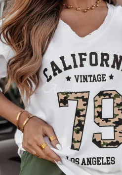 Bluzka Z Nadrukiem California Los Angeles Ecru