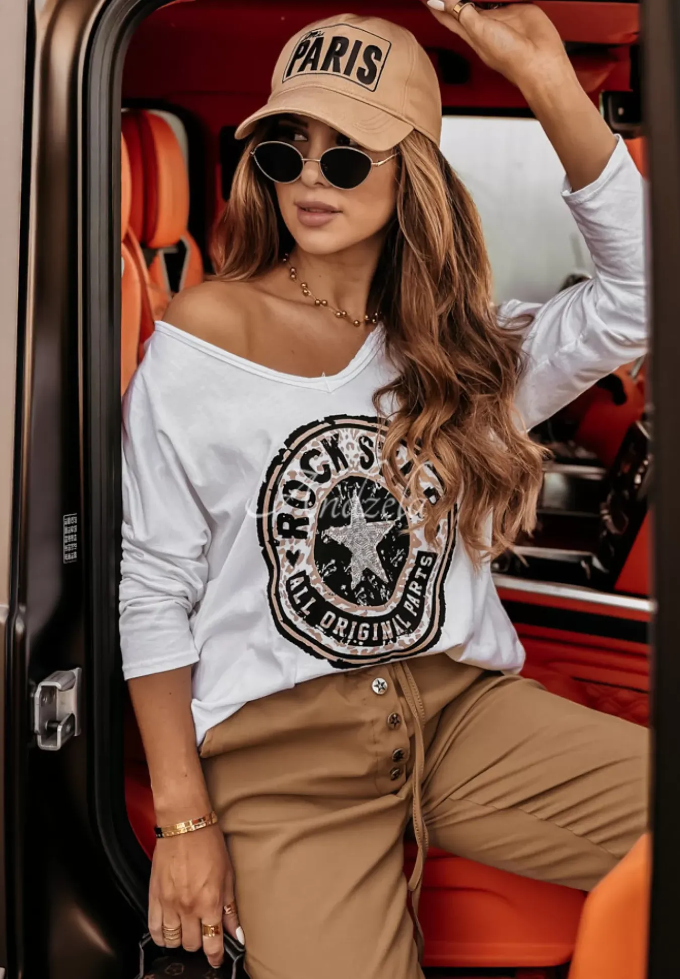 Bluzka Z Nadrukiem Rock Star Biala