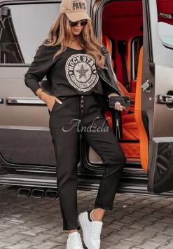 Bluzka Z Nadrukiem Rock Star Czarna