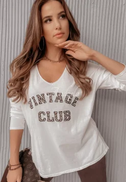 Bluzka Z Nadrukiem Vintage Club Ecru