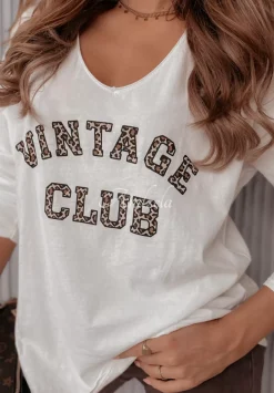 Bluzka Z Nadrukiem Vintage Club Ecru