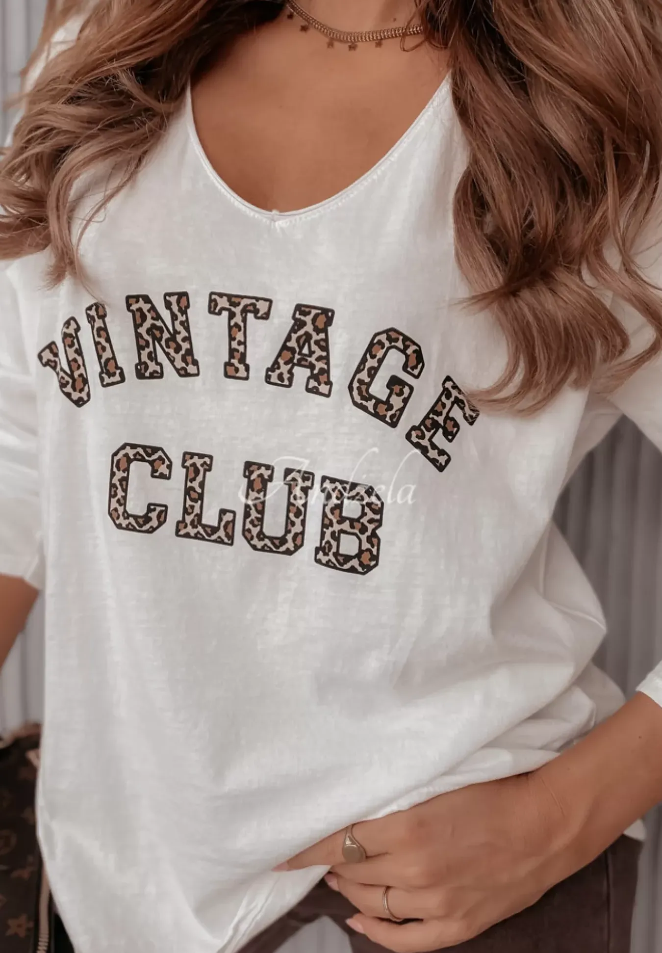 Bluzka Z Nadrukiem Vintage Club Ecru