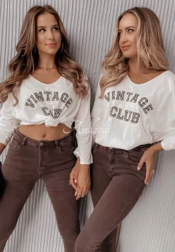 Bluzka Z Nadrukiem Vintage Club Ecru