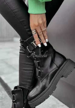 Botki Z Imitacji Skory Stylish Strides Czarne